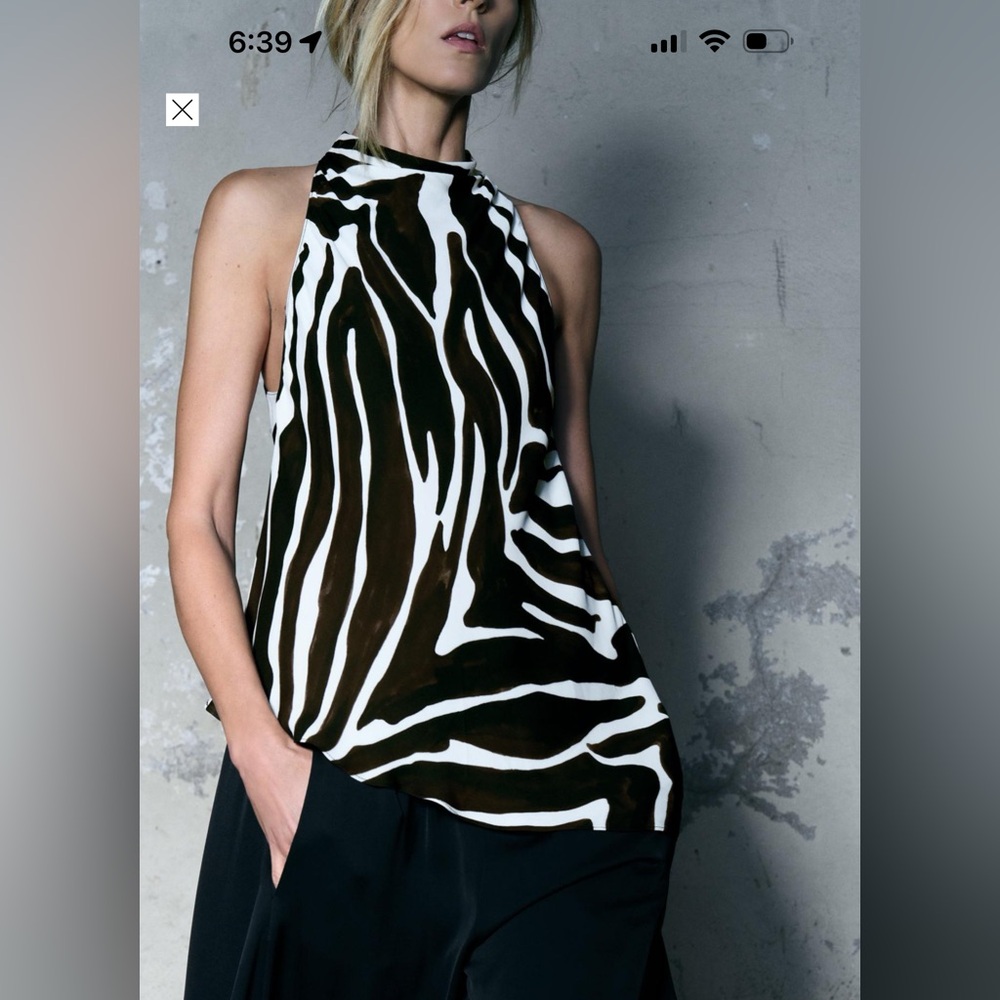 Zara Black and White Zebra Print Blouse
